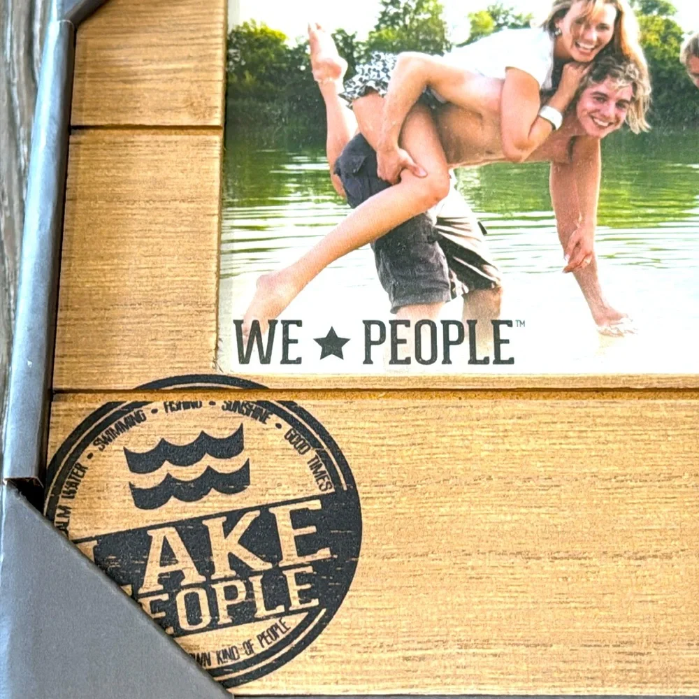 WE People Memories Are Made at the Lake Rustic Wooden Photo Frame Holds 4”x6” - Picture 5 of 7